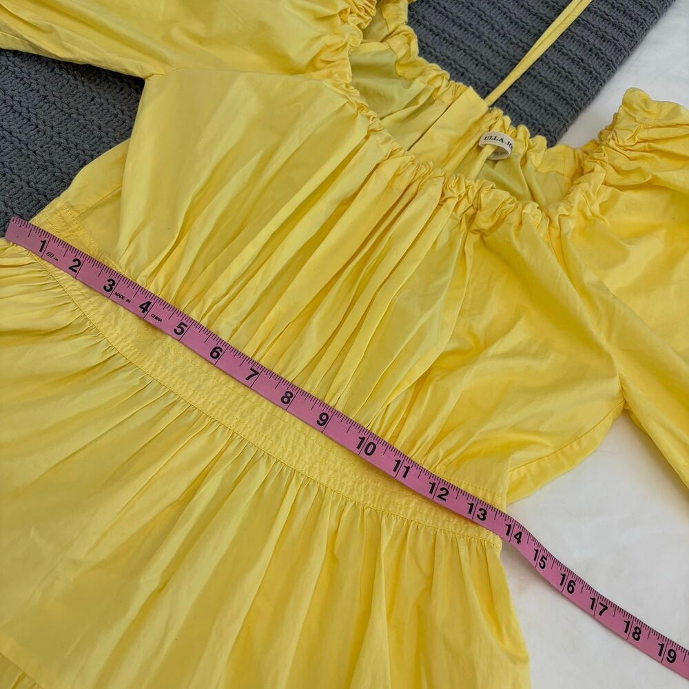 Ulla Johnson Colette Yellow Poplin  Cotton Puff Sleeve Tiered Midi Dress Sz 4 - Picture 7 of 12